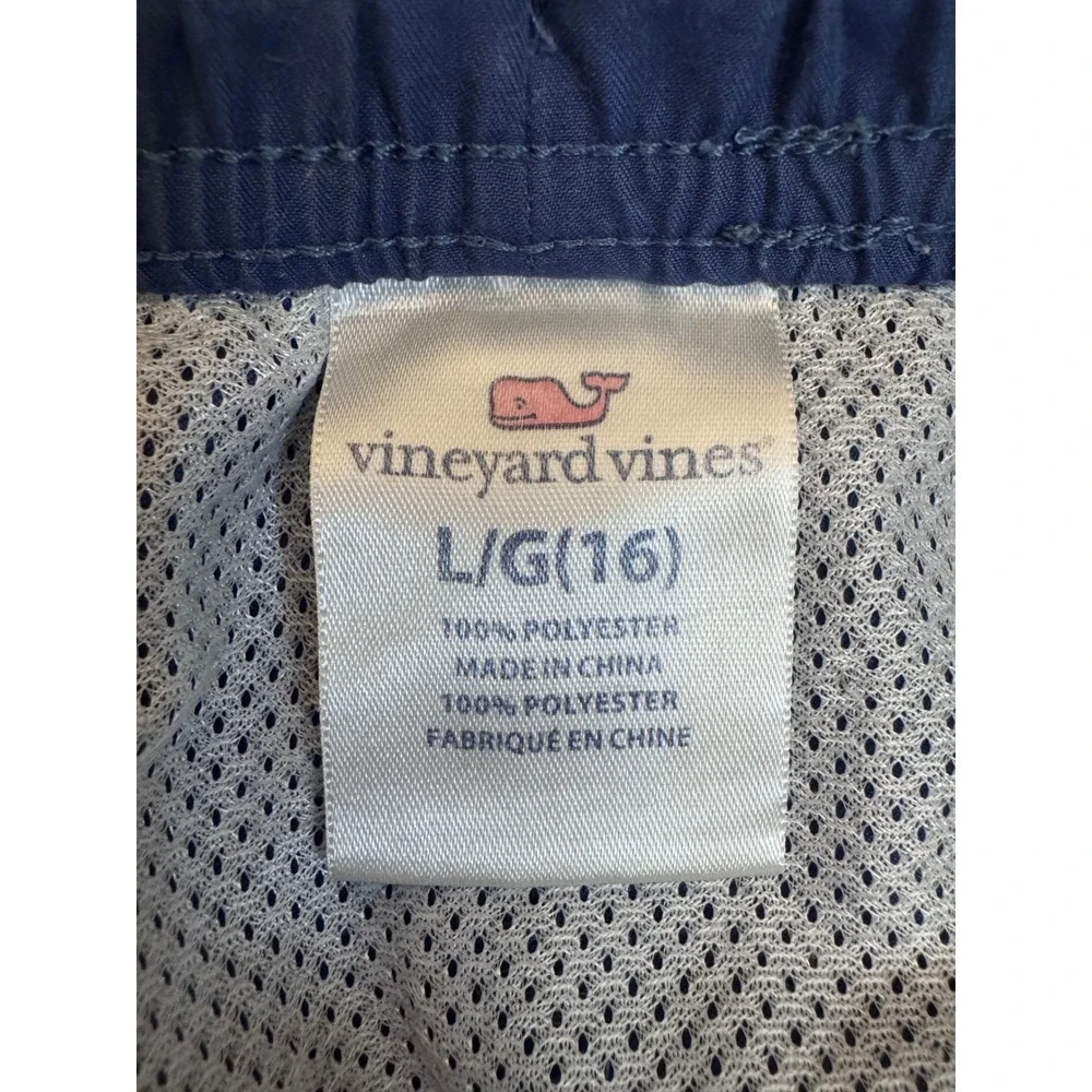 Vineyard Vines Boys Blue Chappy Swim Trunks Mesh Lined Logo Shorts Large 16